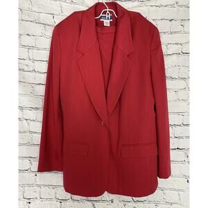 Vtg Pendleton Women’s Size‎ 14 Red Suit Long Sleeve Blazer Jacket & Skirt
